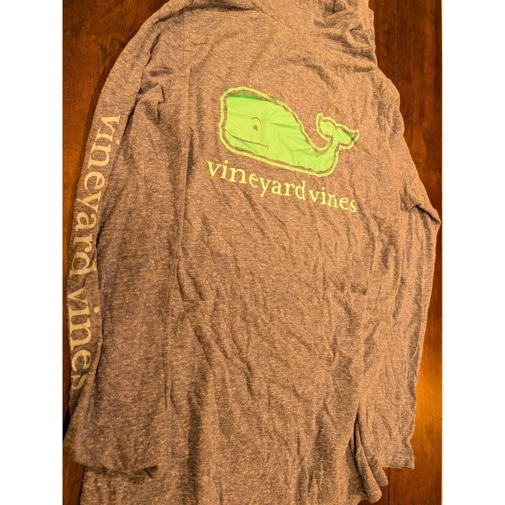 Vineyard Vines Sweater Mens S Heather Blue Green Whale‎ Logo Pullover Hoodie